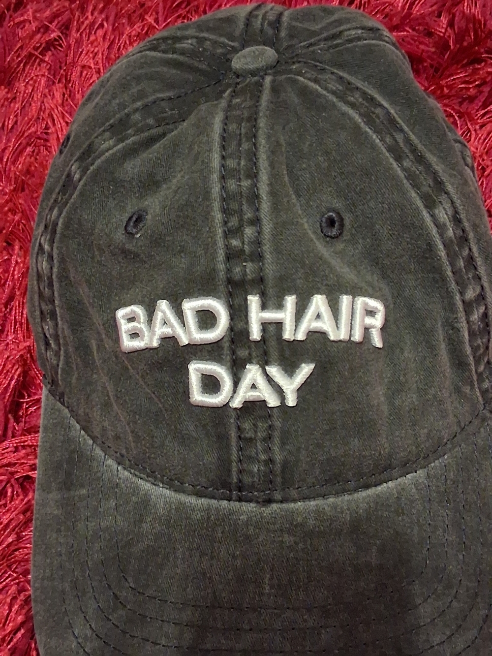 Bad Hair Day Embroidered Dark Gray/Black Baseball Cap